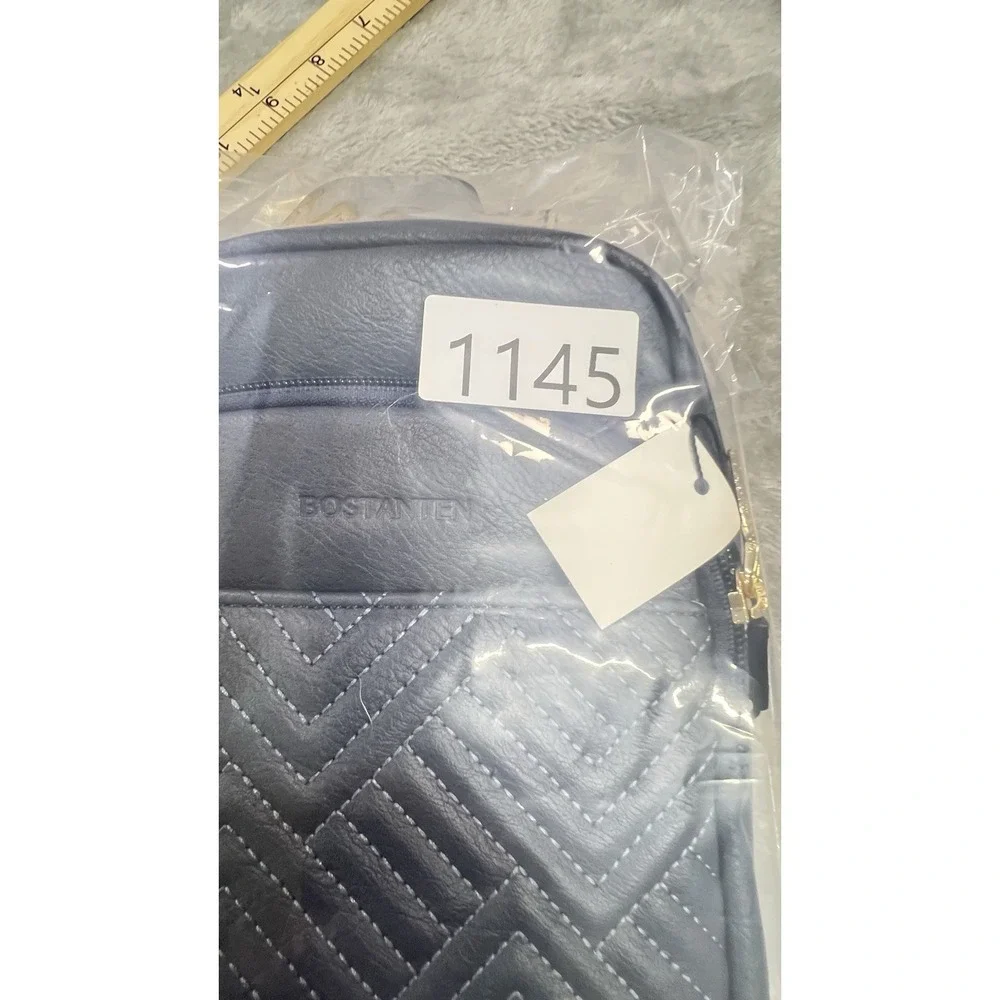 Bostanten Navy Quilted Sling‎ Crossbody with Embroidered Guitar Strap Boho